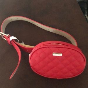 Red quilted fannypack